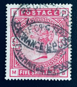 GB QV 1883-4 5/- Crimson Used SG181 CV£250 GB3938