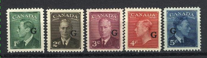 Canada #O16-O20   Mint VF OG  1950 PD