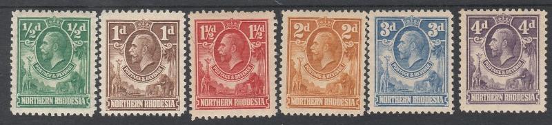 NORTHERN RHODESIA 1925 KGV GIRAFFE AND ELEPHANT RANGE TO 4D