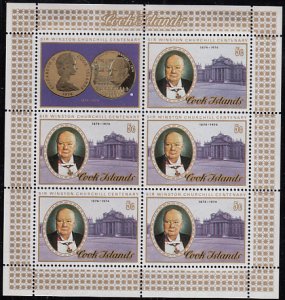 Cook Islands 1974 MH Sc #417 Sheet of 5 5c Sir Winston Churchill