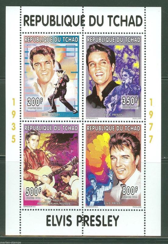 CHAD 1996 ELVIS PRESLEY  SHEET OF FOUR   MINT NH 