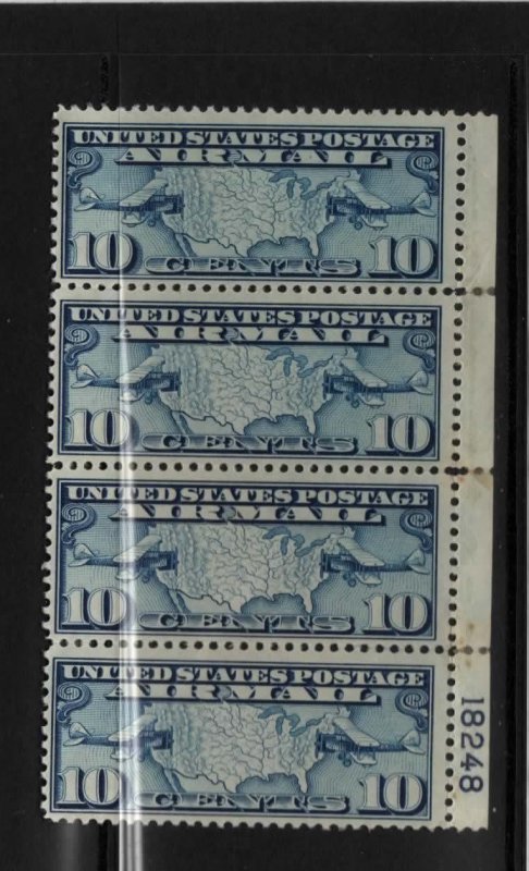 C7 Plate Number Right 18248 vertical strip of 4  Hinge on upper stamp others MNH