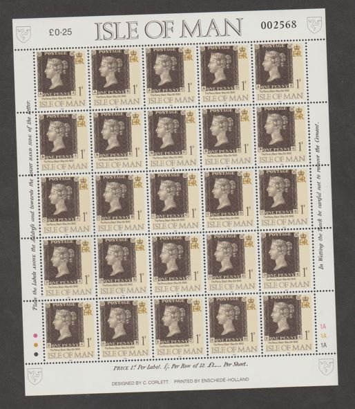 Isle of Man Scott #423 Stamps - Plate #002568 - Mint NH Souvenir Sheet