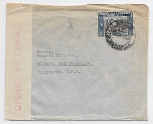 Southern Rhodesia to San Francisco, Ca 194x Rhodesian Censor (C5030)