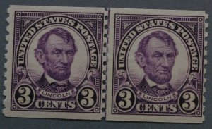 United States #600 Three Cent Lincoln Coil Line Pair MNH