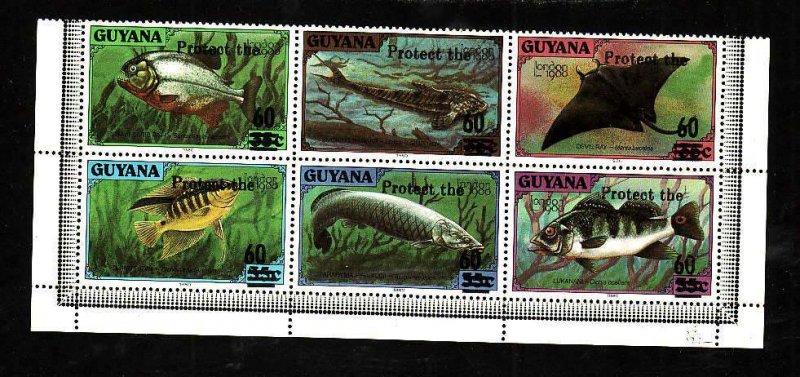 Guyana-Sc#1414- id9-unused NH block-Fish-Marine Life-1986-