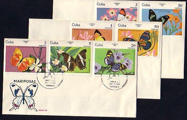 Cuba, Scott cat. 2670-2576. Butterflies issue. 3 First day covers.