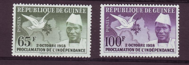 J11355 JL stamps 1959 guinea hv,s of set mnh #173-4 dove, map