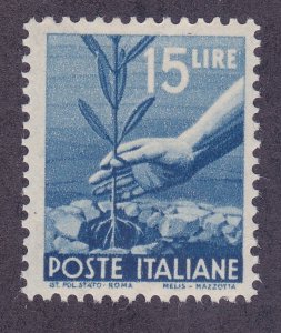 Italy 473A MNH OG 1946 15L Deep Blue Planting Tree Issue Very Fine Scv $25.00