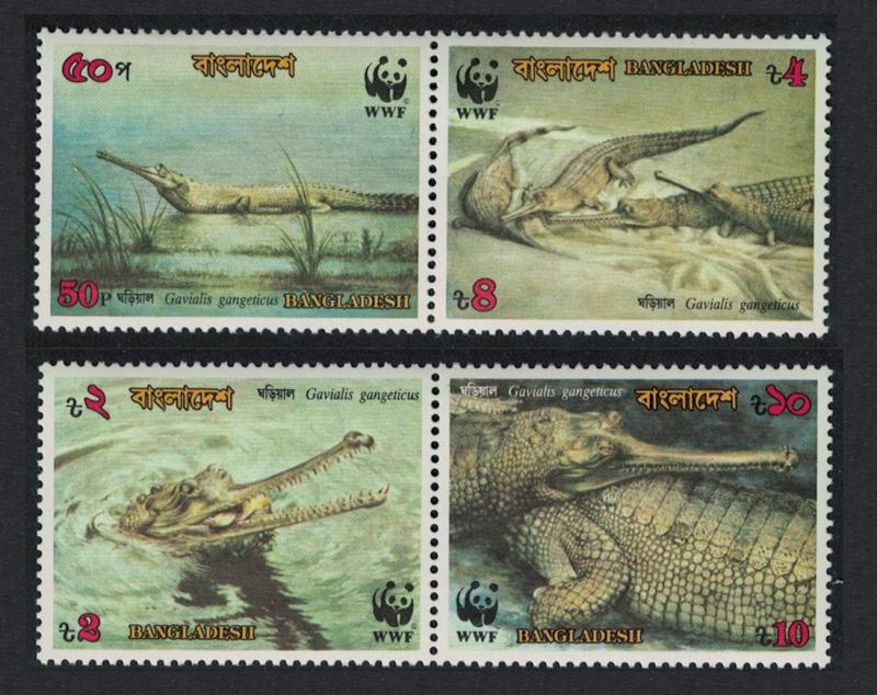 Bangladesh Gharial Crocodile WWF 4v pair 1990 MNH SG#340-343