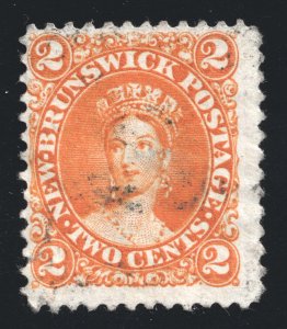 New Brunswick Scott 7 Used 2 cents Orange 1860-62 Lot T123 bhmstamps