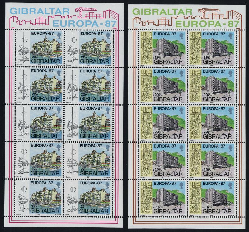 Gibraltar 499-500 sheets MNH Architecture, Europa, Boat, Tree 