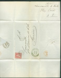 Switzerland. 1872. Cover/Letter. 10 Fr. Lausanne. Adr: Geneve.