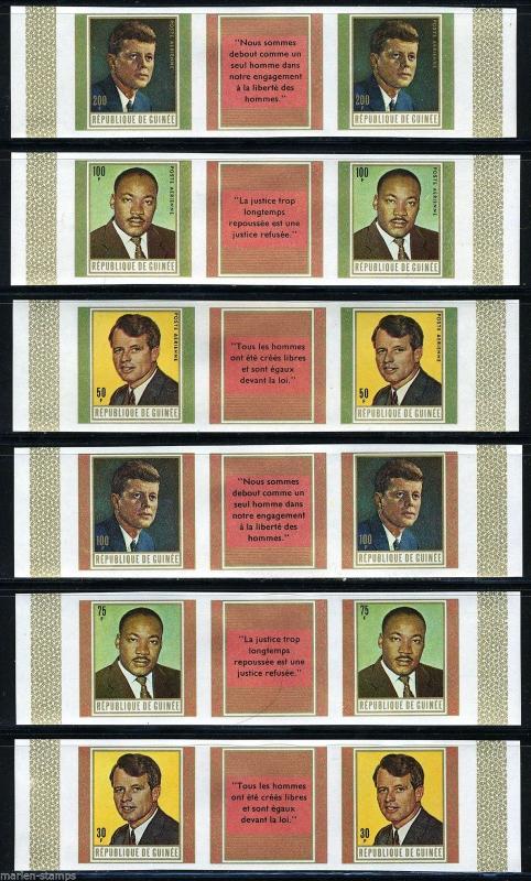 GUINEA MARTYRS OF LIBERTY JF & RF KENNEDY  MARTIN L. KING JR STRIPS FRENCH IMPF