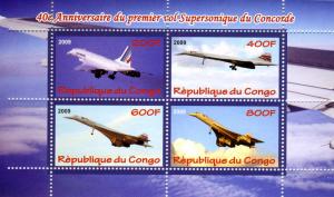 Congo 2009 CONCORDE 40th. Anniversary Sheet Perforated Mint (NH)