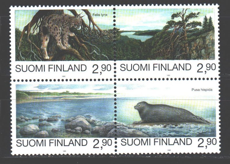 Finland. 1995. Quart 1291-94. Fauna lynx seal. MNH.