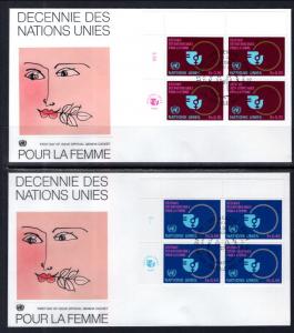 UN Geneva 90-91 Women's Decade Plate Blocks Geneva Set of Two U/A FDC