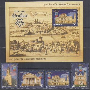 ROMANIA Sc# 5479-82,82b CPL MNH SET of 4 + S/S 900th ANN CIty of ORADEA