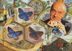 Butterflies Entomologists Vladimir Nabokov Souvenir Sheet of 3 Stamps MNH