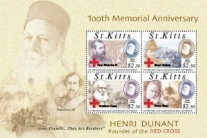 Saint Kitts 2010 - Henri Durant Red Cross - Sheet of 4 Stamps - Scott #767 - MNH