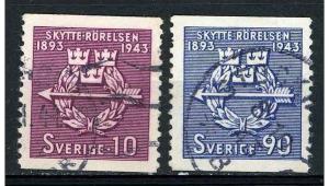 Sweden 1943 - Scott 342 & 343 used - Rifle Federation Emblem