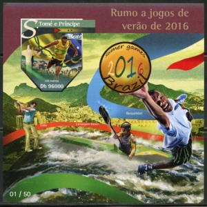 SAO TOME  2015  SUMMER OLYMPICS BRAZIL  2016 SOUVENIR SHEET IMPERFORATE MINT NH