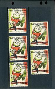 5 VINTAGE 1949 WORLD TRADE WEEK EXPO POSTER STAMPS (L948) CHAMBER OF COMMERCE 