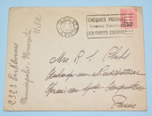FRANCE INTERESTING COVER 1927 TO MINNEAPOLIS MN K2