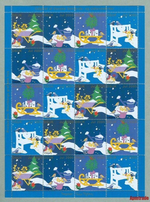 Denmark. Christmas Sheet 2005 Danish Church Calgary. Garden,Birds,Stars.