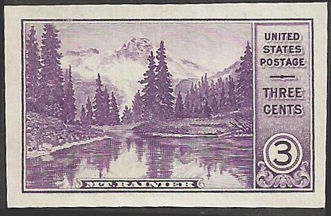 # 758 Mint No Gum As Issued Deep Violet Mt. Rainier Mirror Lake National Parks