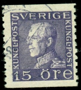 SWEDEN #189v (175Acxz) 15ore violet, used, wmk wavy line and KPV Norsten cert