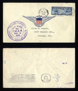 # C7 on CAM # 3 First Flight cover, Fort Worth, TX to Chicago, IL - 5-12-1926