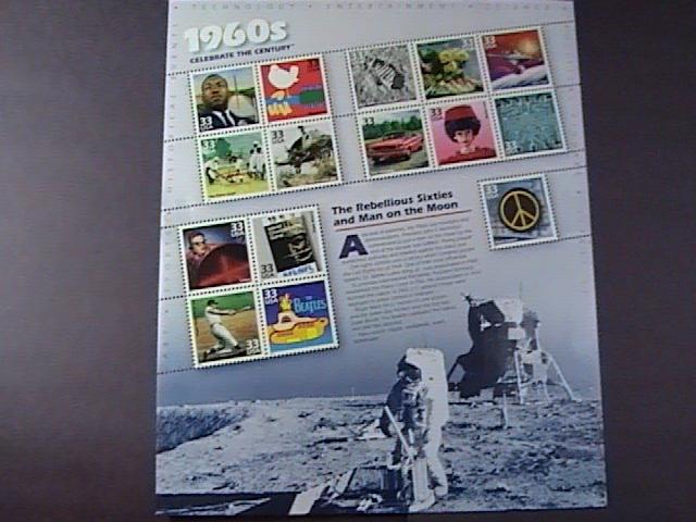 U.S.#3188-MNH-- PANE OF 15 STAMPS-CELEBRATE THE CENTURY THE 1960'S----1999