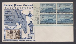 US Planty 958-30 FDC. 1948 5c Swedish Pioneers, Crosby Photo cachet unaddressed