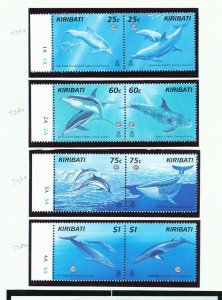 KIRIBATI -  Scott 721-728a - FVF MNH - whales, dolphins - 1998