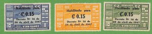 12346 - COSTA RICA - Set of 3 STAMPS - FOOTBALL 1947 - inverted overprint! MINT-