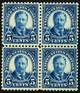 557, Mint VF NH 5¢ Block of Four Stamps CV $140.00 - Stuart Katz