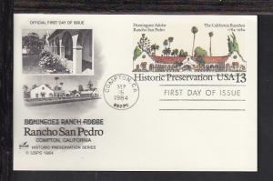 US UX104 Rancho San Pedro 1984 Artcraft U/A FDC F966