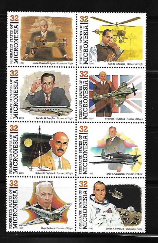 MICRONESIA, 210 (a-h) , MNH, PIONEERS OF FLIGHT