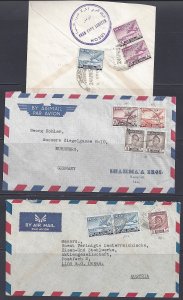 IRAQ 1950's THREE AIR MAIL COVERS FRANKED AIR MAIL ISSUES OF 1949 FROM MOSUL BAG