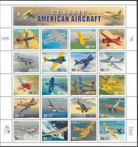 US 3142 MNH Pane - Classic American Aircraft