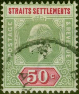 Straits Settlements 1902 50c Dull Green & Carmine SG118a Fine Used