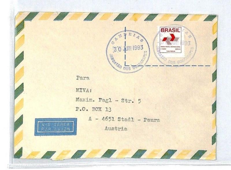 BRAZIL Cover *Candeias* Air Mail MIVA Missionary 1993 AUSTRIA {samwells} CM199 