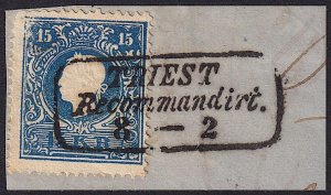 Austria - 1858 - Scott #11 - used on piece - TRIEST Recommandirt box pmk Italy