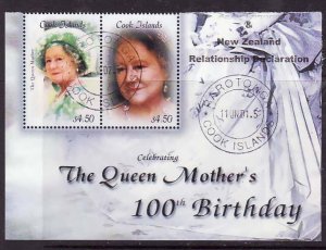 Cook Islands-Sc#1235c,d-used pair-Queen Mother-100th Birthday-2000-