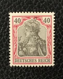 (BJ Stamps) GERMANY, #72, 1902, 40 pf Lake & Black, FVF, MLH. Signed. CV $90.00.