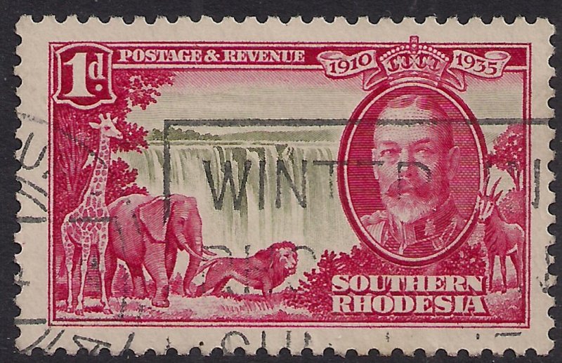 Southern Rhodesia 1935 KGV 1d Silver Jubilee used SG 31 ( H1055 )