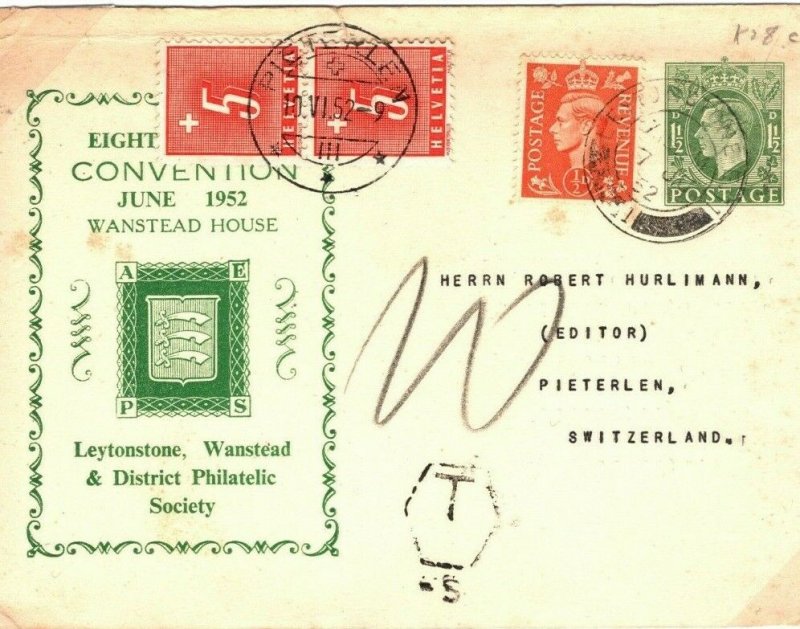 GB Card KGVI Postal Stationery STO UNREGULATED SIZE 1½d Huggins CS116 1952 40b.8