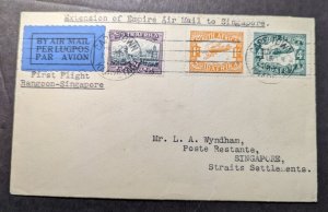 1929 South Africa Airmail First Flight Cover FFC Capetown to Singapore Straits