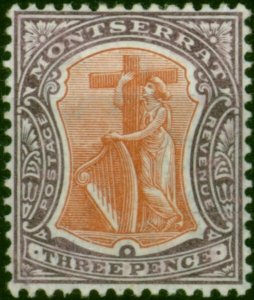 Montserrat 1908 3d Dull Orange & Deep Purple SG28a Chalk Fine & Fresh LMM